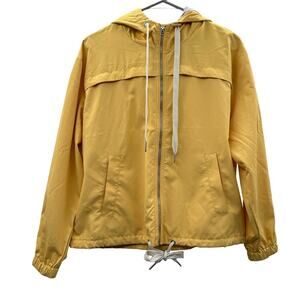 Ivory Ella Yellow Full Zip Drawstring Tie‎ Waist Long Sleeve Hooded Jacket Sz XS